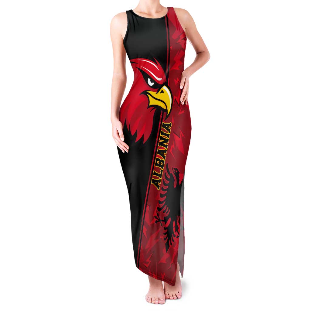 Albania Eagle Tank Maxi Dress National Emblem Grunge Pattern - Wonder Print Shop