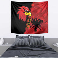 Albania eagle tapestry featuring red and black emblem graphic on fabric