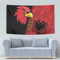 Albania eagle tapestry with red lightning pattern and black Albanian emblem