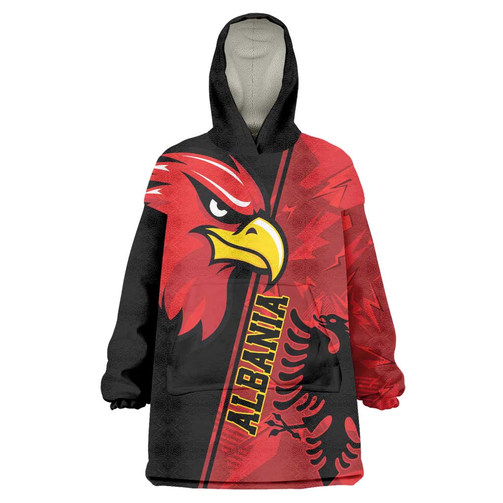 Albania Eagle Wearable Blanket Hoodie National Emblem Grunge Pattern