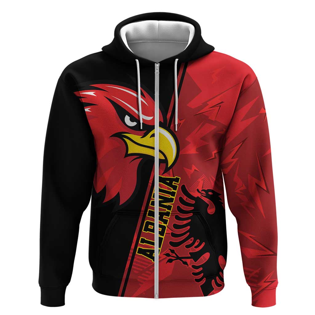 Albania Eagle Zip Hoodie National Emblem Grunge Pattern - Wonder Print Shop