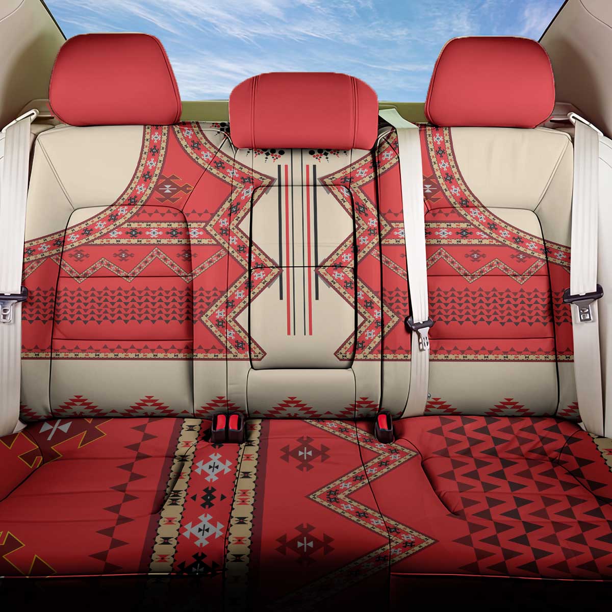 Folk Albanian Patterns Eagle Back Car Seat Cover - Wonder Print Shop