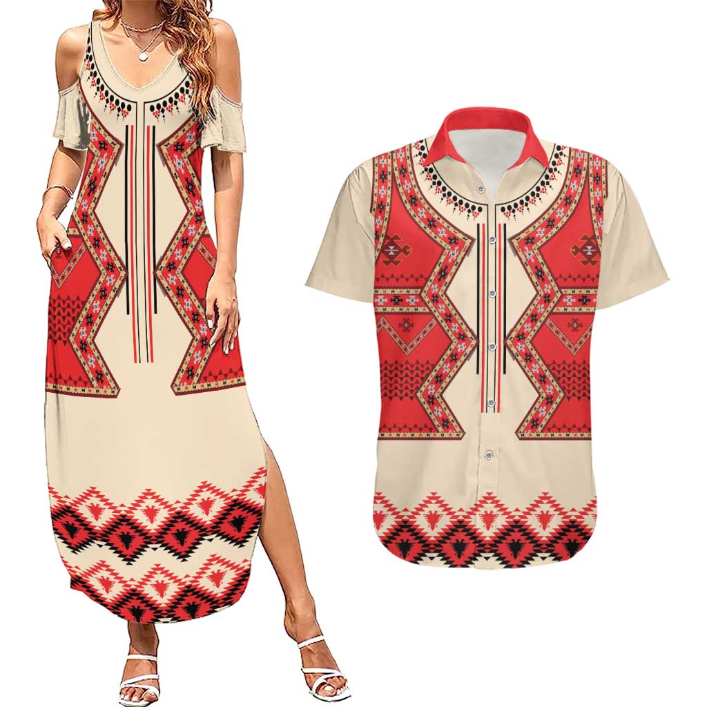 Folk Albanian Patterns Eagle Couples Matching Summer Maxi Dress and Hawaiian Shirt - Wonder Print Shop