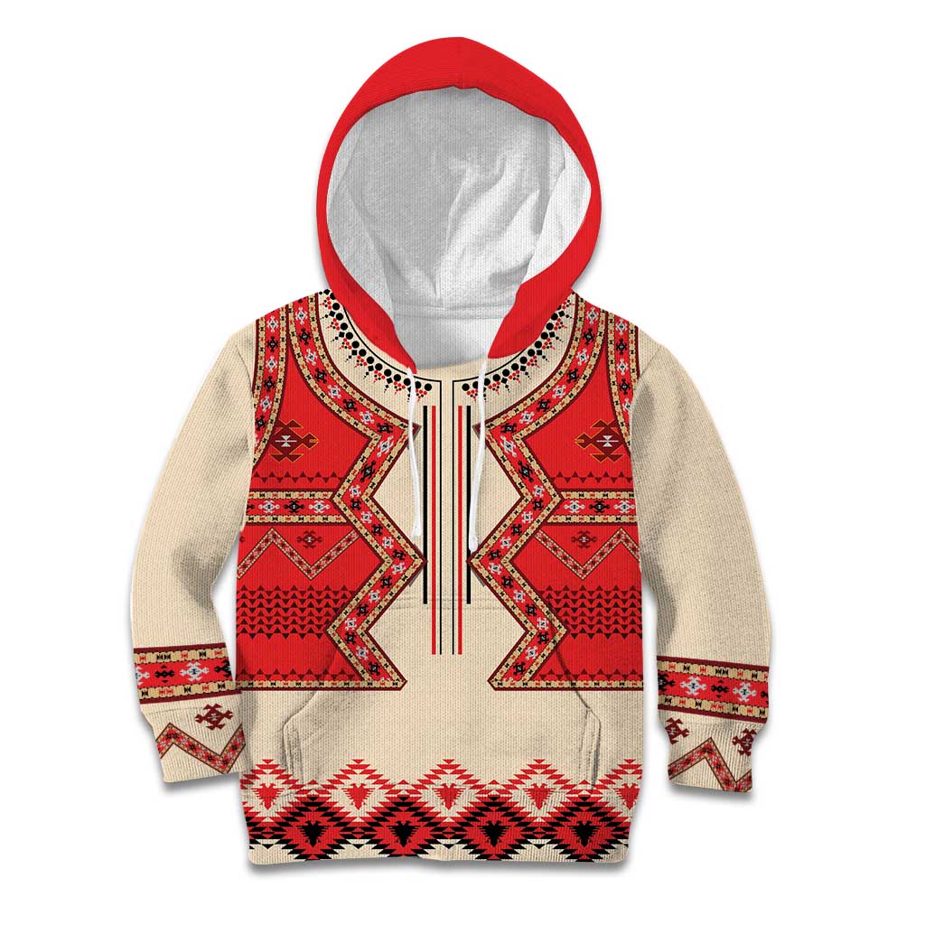 Folk Albanian Patterns Eagle Kid Hoodie - Wonder Print Shop