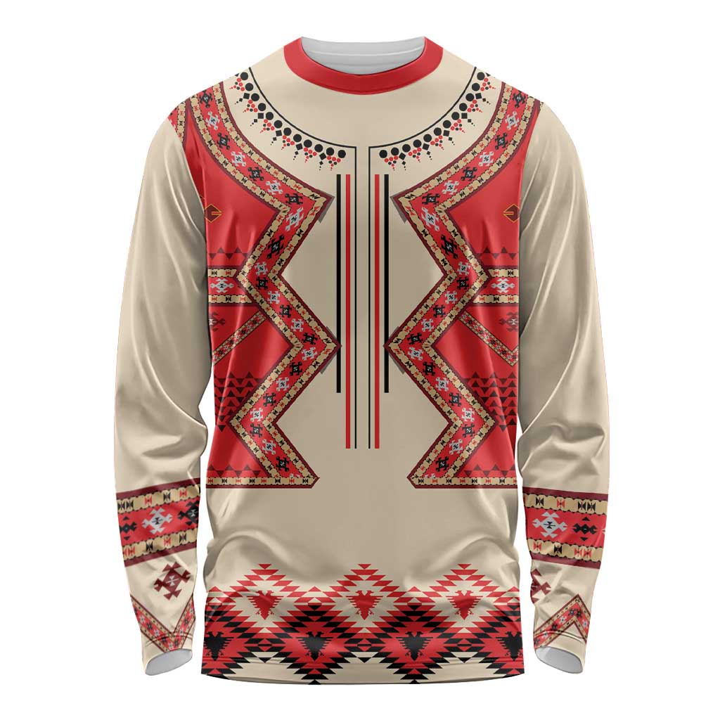 Folk Albanian Patterns Eagle Long Sleeve Shirt - Wonder Print Shop