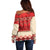 Folk Albanian Patterns Eagle Off Shoulder Sweater