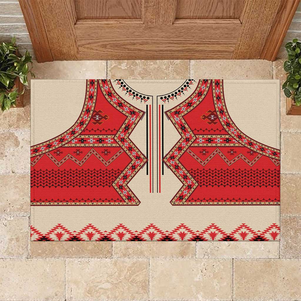 Folk Albanian Patterns Eagle Rubber Doormat - Wonder Print Shop