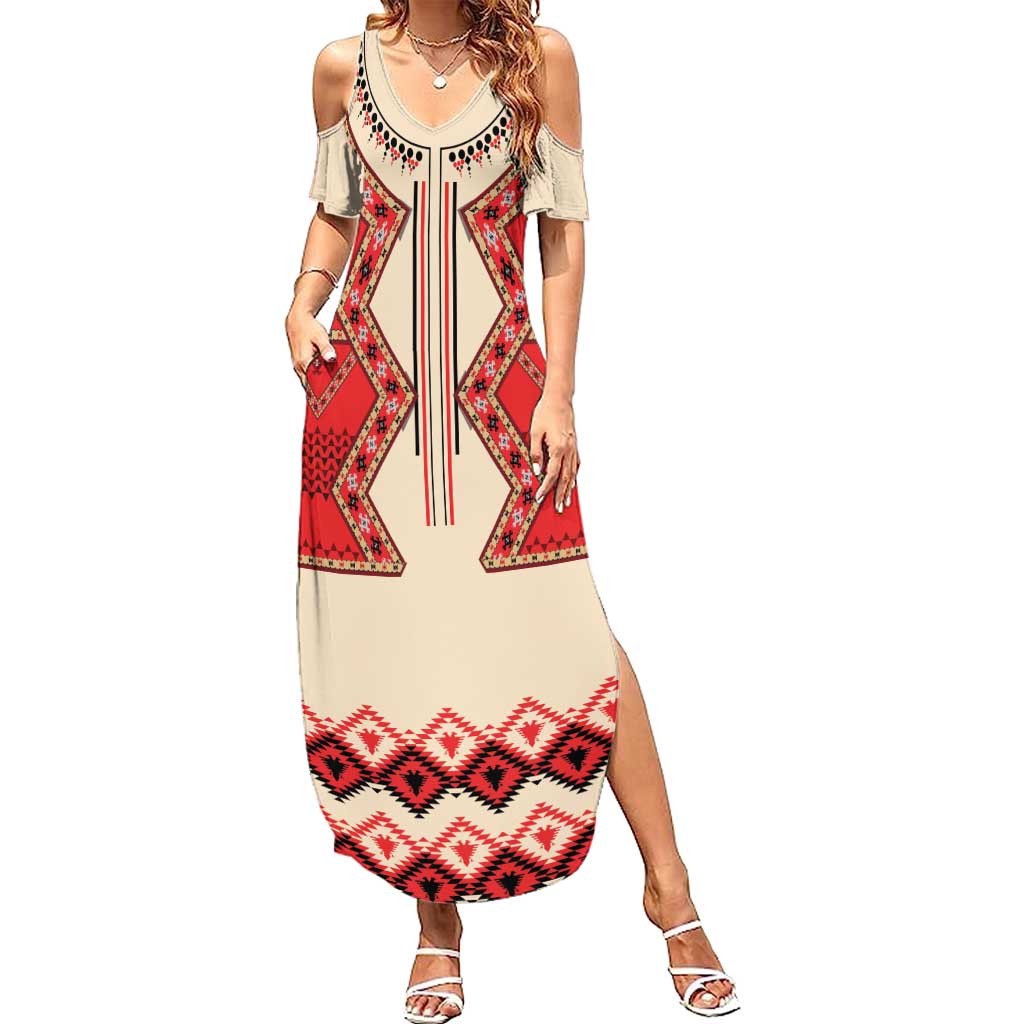 Folk Albanian Patterns Eagle Summer Maxi Dress - Wonder Print Shop