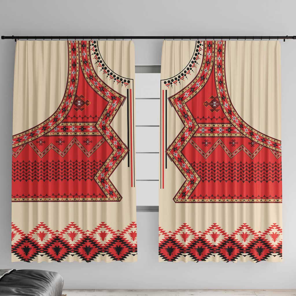 Folk Albanian Patterns Eagle Window Curtain - Wonder Print Shop