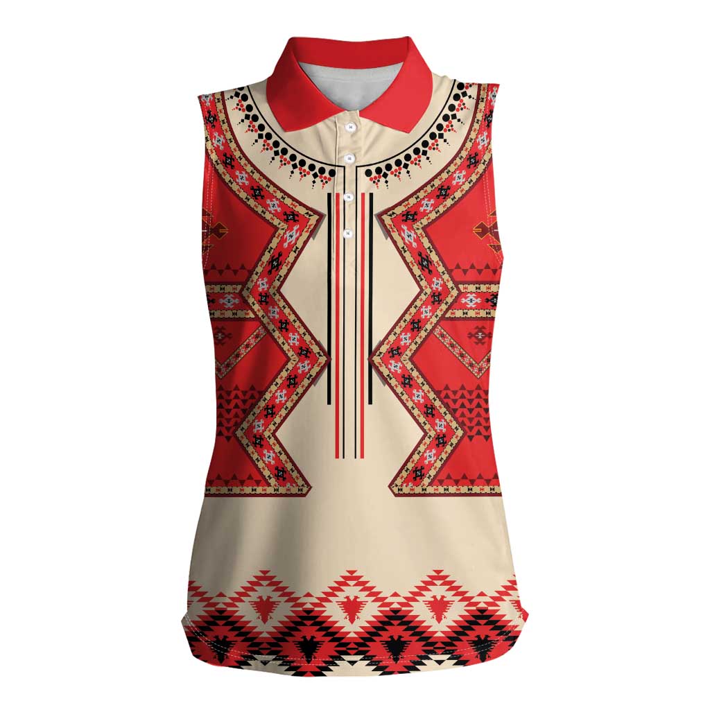 Folk Albanian Patterns Eagle Women Sleeveless Polo Shirt