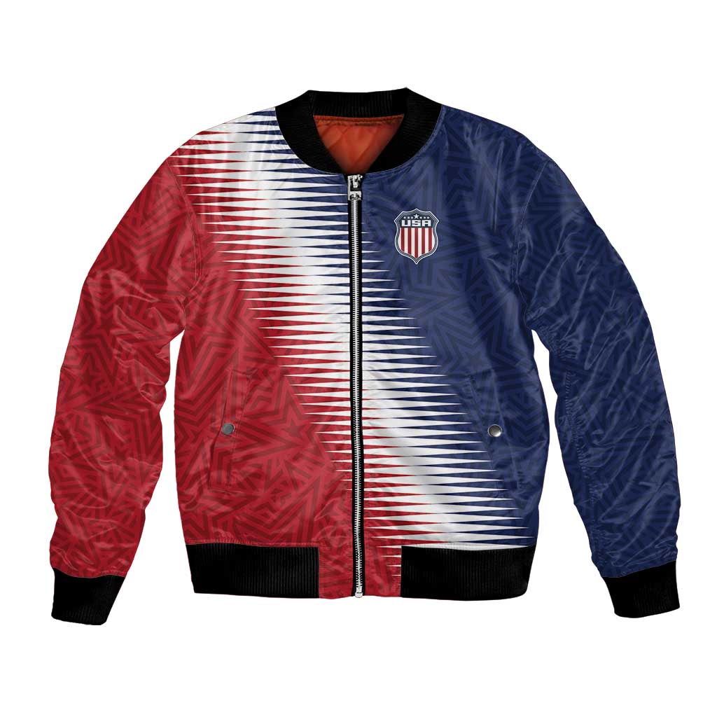 Custom USA Soccer Spirit Bomber Jacket Abstract Stars Style - Wonder Print Shop