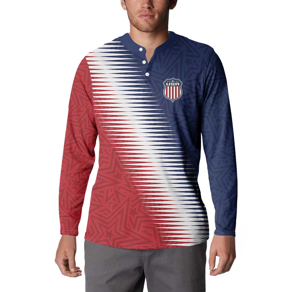 Custom USA Soccer Spirit Button Sweatshirt Abstract Stars Style - Wonder Print Shop