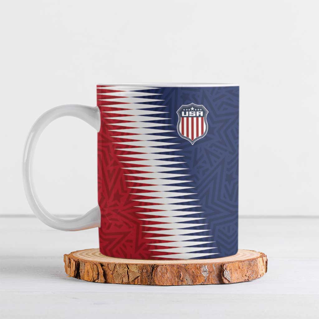 Custom USA Soccer Spirit Ceramic Mug Abstract Stars Style - Wonder Print Shop