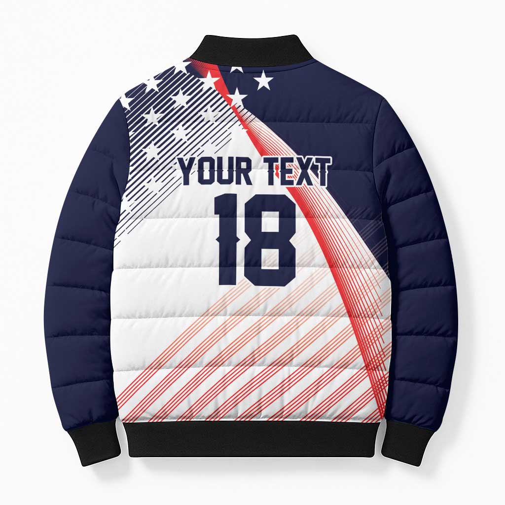 Custom USA Soccer Bomber Puffer Jacket Play With Pride - Wonder Print Shop