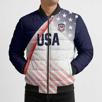 Custom USA Soccer Bomber Puffer Jacket Play With Pride - Wonder Print Shop