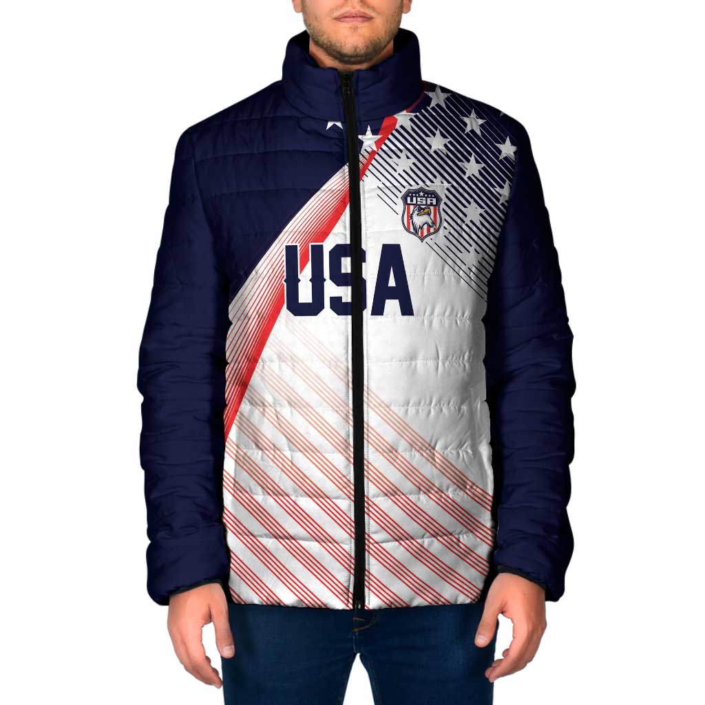 Custom USA Soccer Padded Jacket Play With Pride - Wonder Print Shop