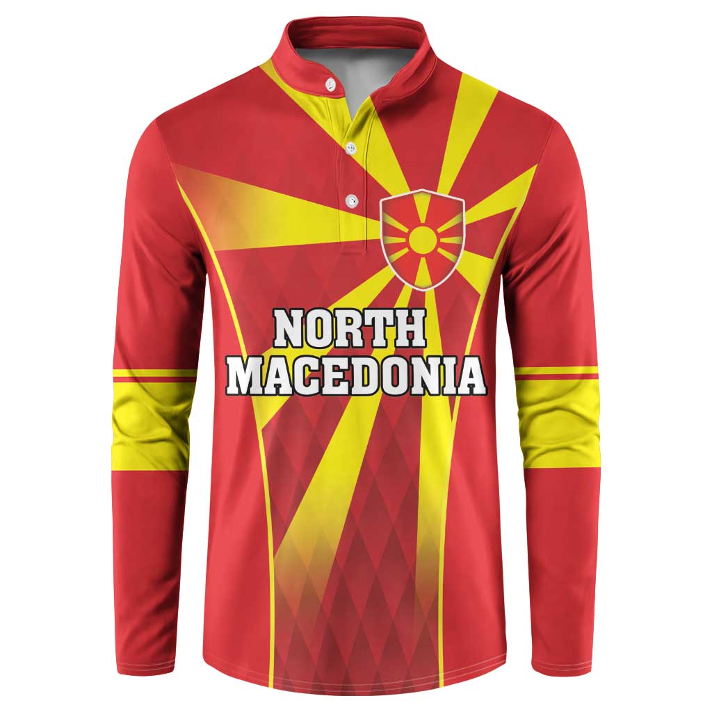 Custom North Macedonia Football Button Sweatshirt Come On Lavovi