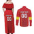 Custom North Macedonia Football Couples Matching Off Shoulder Maxi Dress and Long Sleeve Button Shirt Come On Lavovi