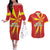 Custom North Macedonia Football Couples Matching Off The Shoulder Long Sleeve Dress and Hawaiian Shirt Come On Lavovi