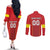 Custom North Macedonia Football Couples Matching Off The Shoulder Long Sleeve Dress and Long Sleeve Button Shirt Come On Lavovi