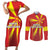 Custom North Macedonia Football Couples Matching Short Sleeve Bodycon Dress and Long Sleeve Button Shirt Come On Lavovi