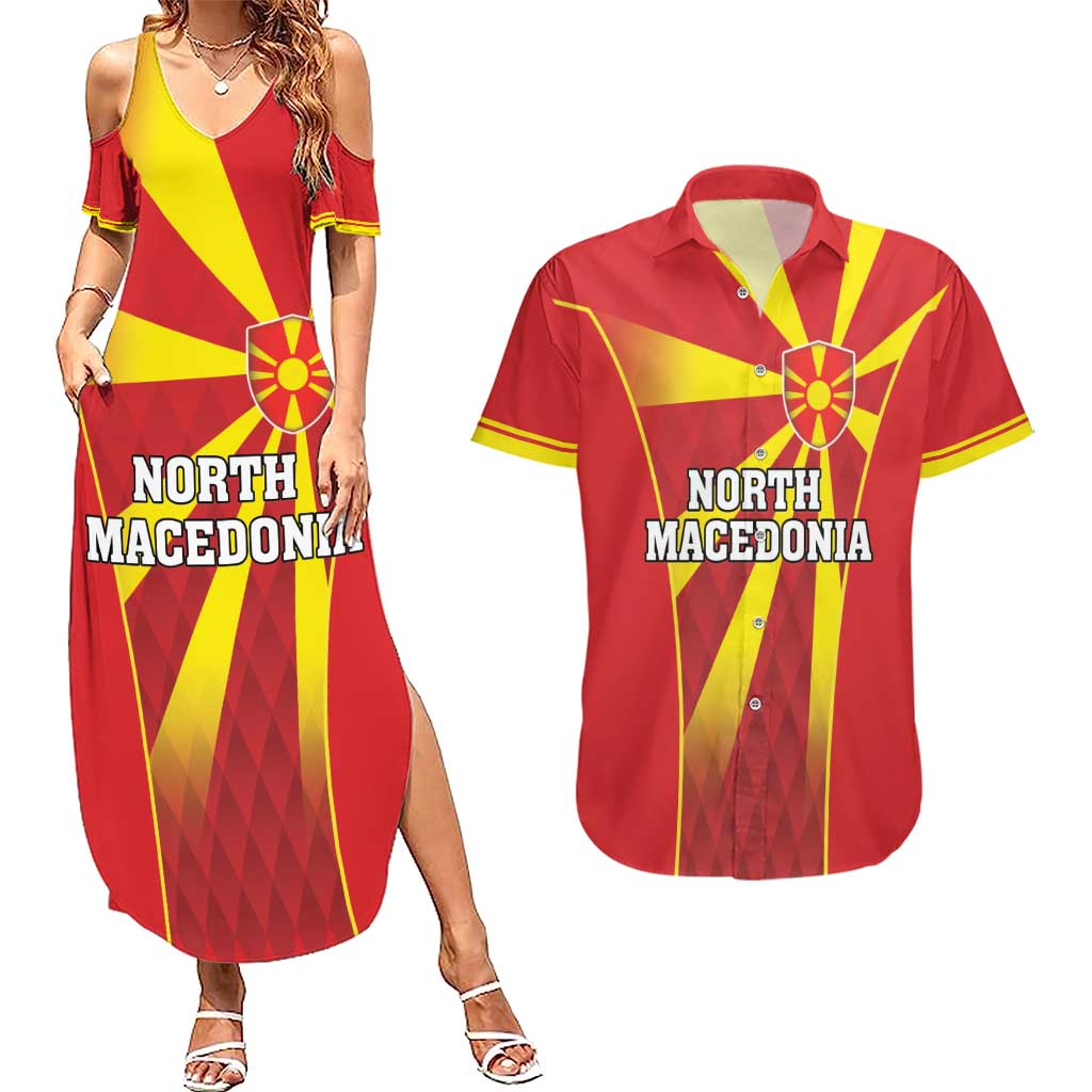 Custom North Macedonia Football Couples Matching Summer Maxi Dress and Hawaiian Shirt Come On Lavovi