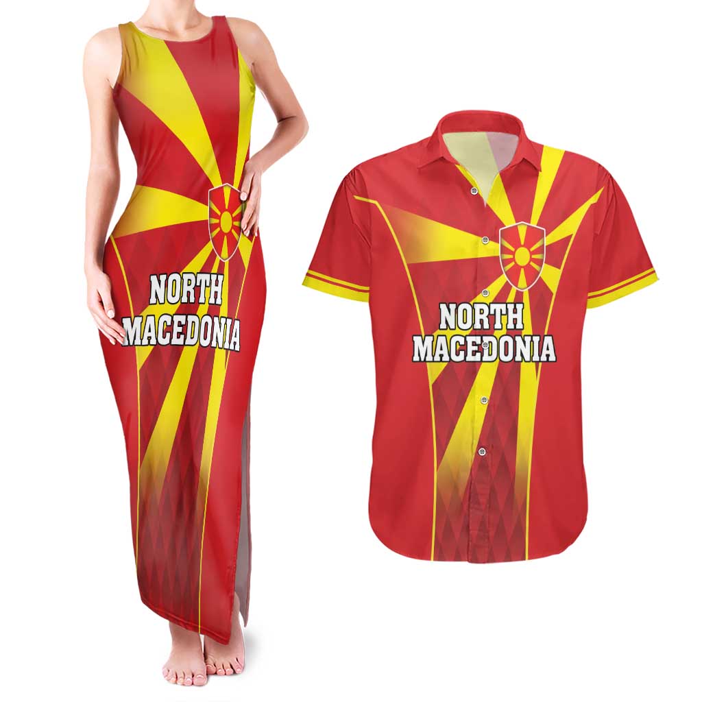 Custom North Macedonia Football Couples Matching Tank Maxi Dress and Hawaiian Shirt Come On Lavovi