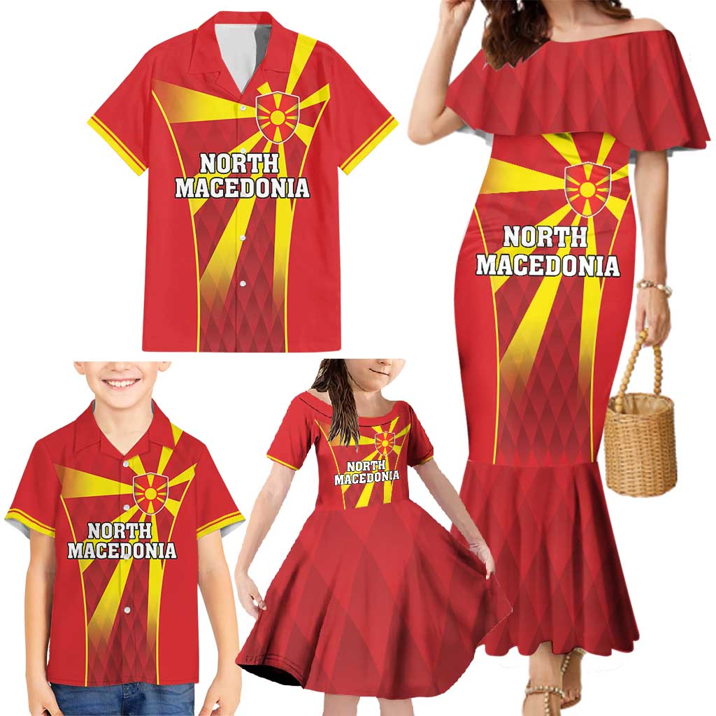 Custom North Macedonia Football Family Matching Mermaid Dress and Hawaiian Shirt Come On Lavovi