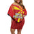 Custom North Macedonia Football Family Matching Off Shoulder Short Dress and Hawaiian Shirt Come On Lavovi