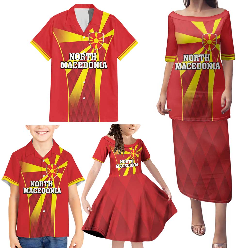 Custom North Macedonia Football Family Matching Puletasi and Hawaiian Shirt Come On Lavovi