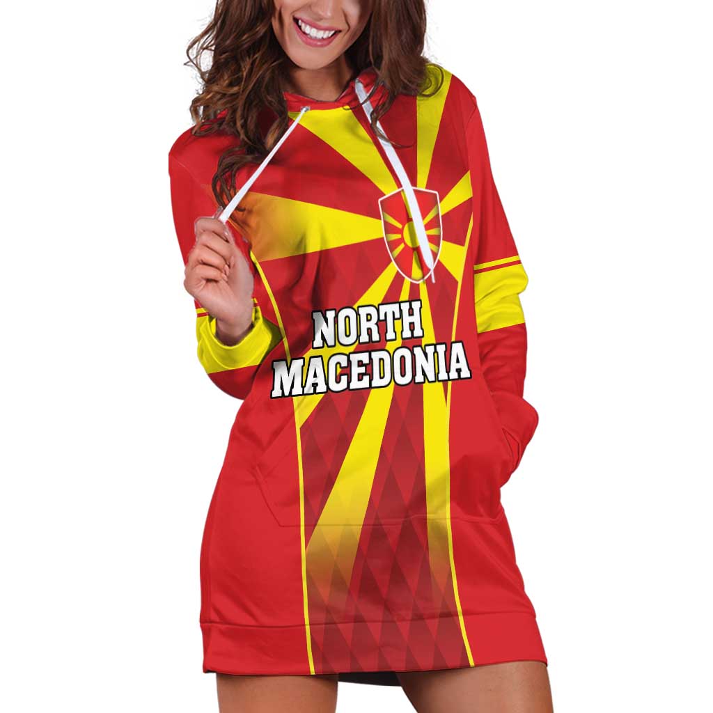 Custom North Macedonia Football Hoodie Dress Come On Lavovi