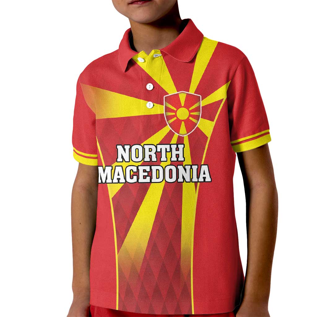 Custom North Macedonia Football Kid Polo Shirt Come On Lavovi