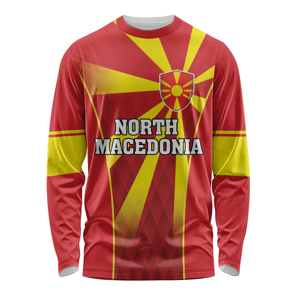 Custom North Macedonia Football Long Sleeve Shirt Come On Lavovi