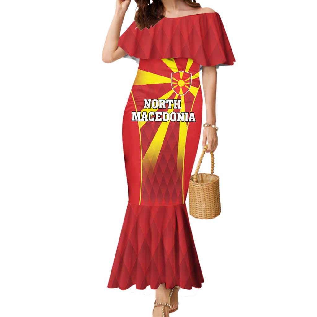 Custom North Macedonia Football Mermaid Dress Come On Lavovi