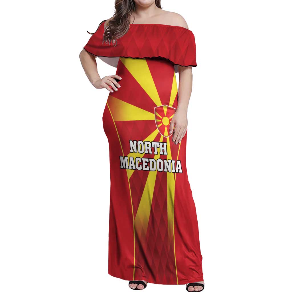 Custom North Macedonia Football Off Shoulder Maxi Dress Come On Lavovi