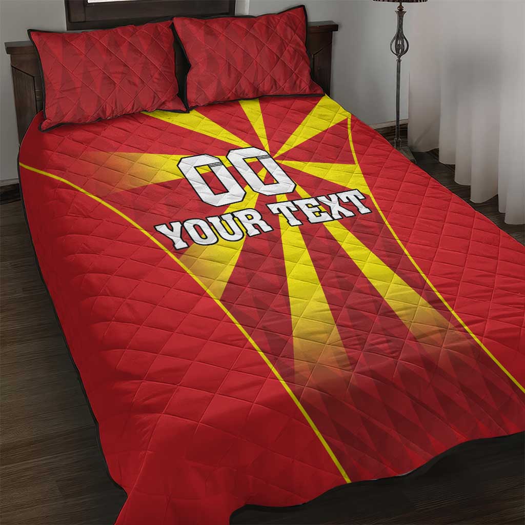 Custom North Macedonia Football Quilt Bed Set Come On Lavovi