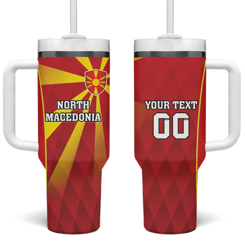 Custom North Macedonia Football Tumbler With Handle Come On Lavovi