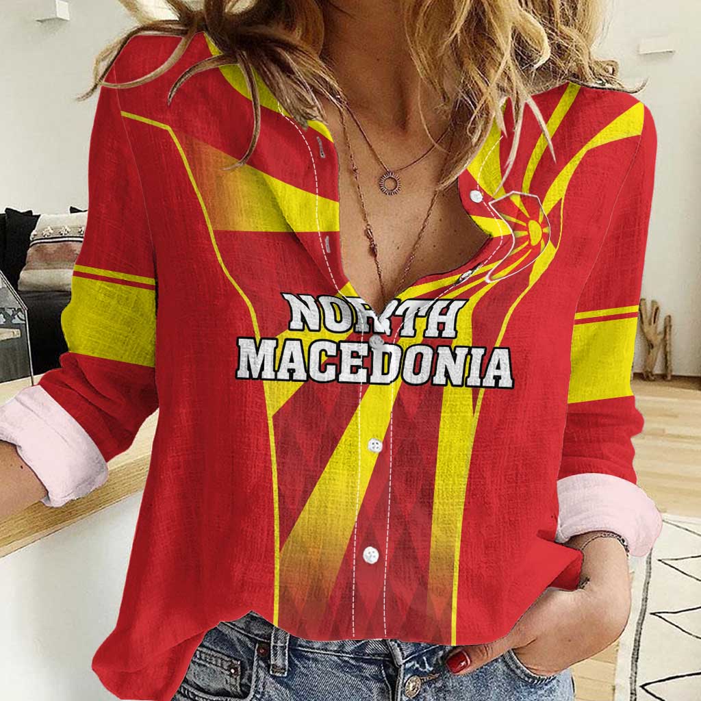 Custom North Macedonia Football Women Casual Shirt Come On Lavovi