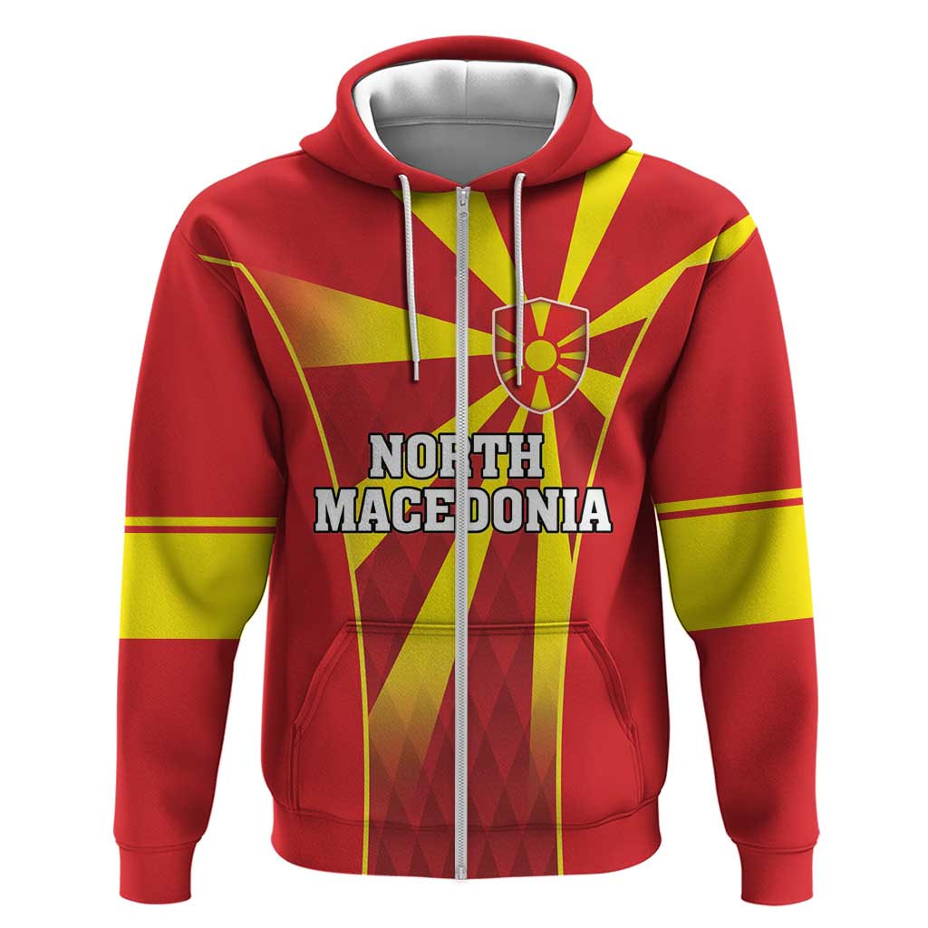 Custom North Macedonia Football Zip Hoodie Come On Lavovi