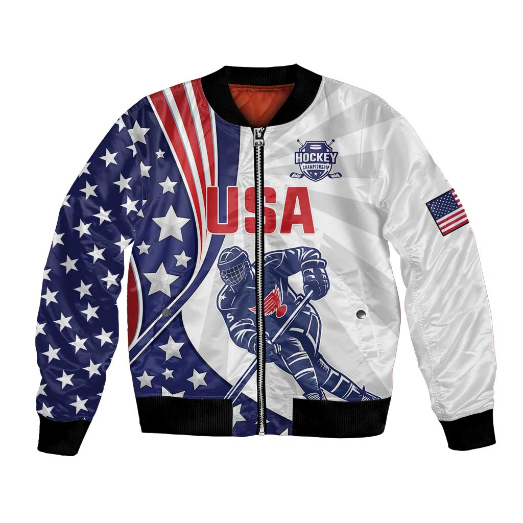 Custom United States Ice Hockey Bomber Jacket USA Go Champions