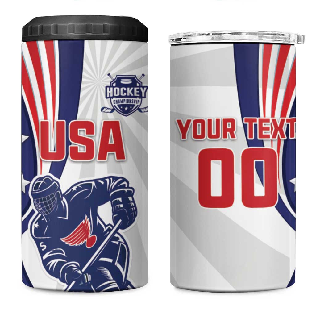 Custom United States Ice Hockey 4 in 1 Can Cooler Tumbler USA Go Champions