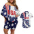 Custom United States Ice Hockey Couples Matching Off Shoulder Short Dress and Hawaiian Shirt USA Go Champions