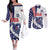 Custom United States Ice Hockey Couples Matching Off The Shoulder Long Sleeve Dress and Long Sleeve Button Shirt USA Go Champions