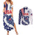 Custom United States Ice Hockey Couples Matching Summer Maxi Dress and Long Sleeve Button Shirt USA Go Champions