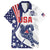 Custom United States Ice Hockey Family Matching Off The Shoulder Long Sleeve Dress and Hawaiian Shirt USA Go Champions