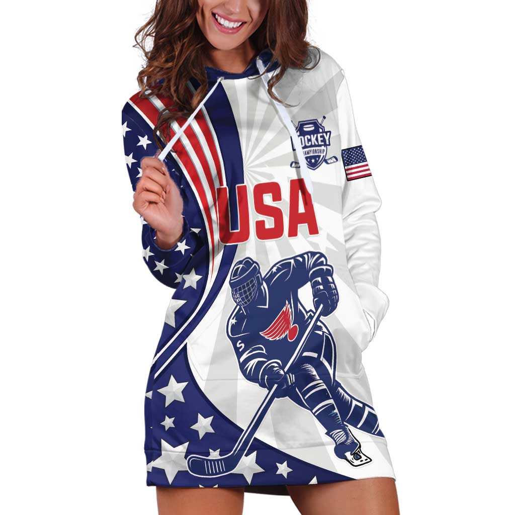 Custom United States Ice Hockey Hoodie Dress USA Go Champions