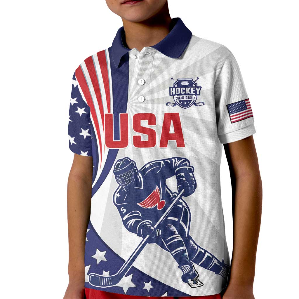 Custom United States Ice Hockey Kid Polo Shirt USA Go Champions