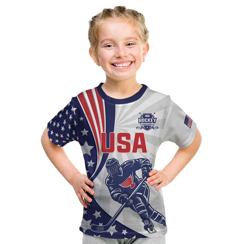 Custom United States Ice Hockey Kid T Shirt USA Go Champions