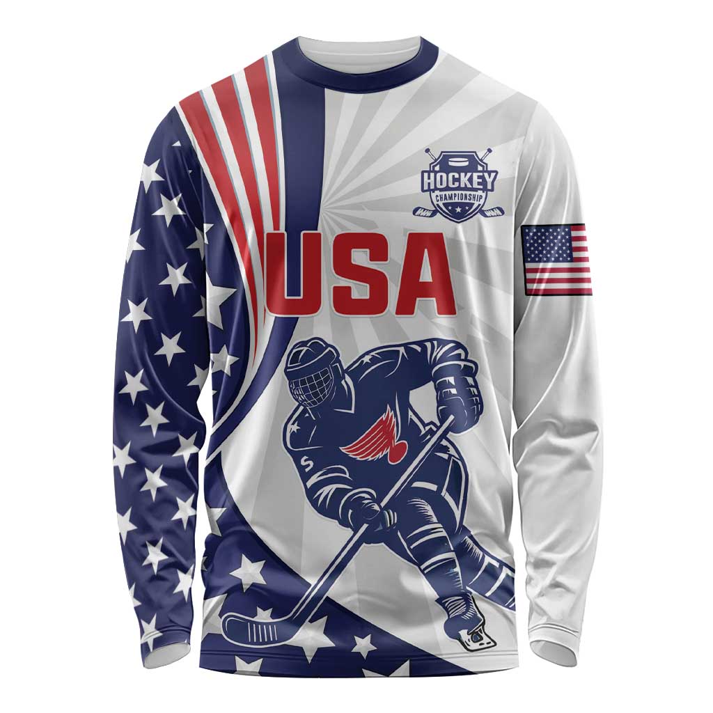 Custom United States Ice Hockey Long Sleeve Shirt USA Go Champions