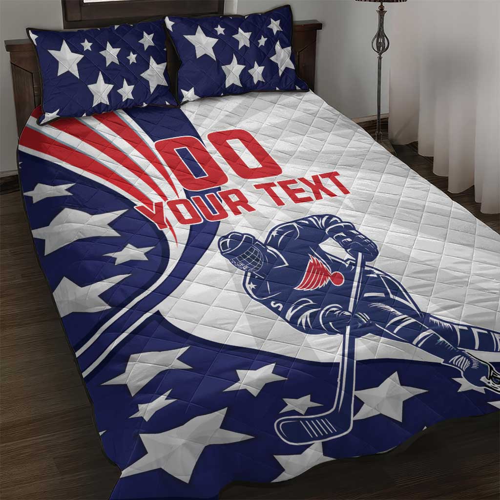 Custom United States Ice Hockey Quilt Bed Set USA Go Champions